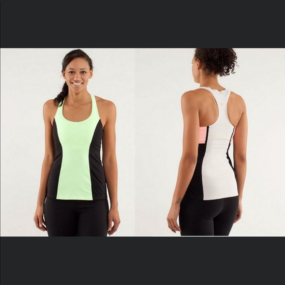 🍋Lululemon Cool Racerback tank top size 6 surf bonded black lime green - Picture 3 of 7